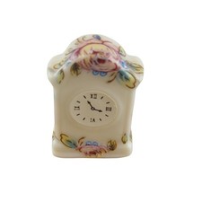 Puppenhaus Kaminuhr Weiß Floral Porzellan 1:12 Maßstab Miniatur Zubehör
