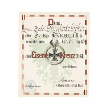 Verleihungsurkunde EK2