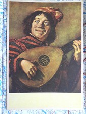 Narr Laute Musiker Gaukler Gemälde Kunstwerk Postkarte Ansichtskarte 3058