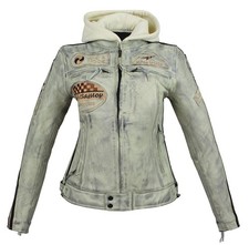 Alpha Speeds Bikerjacke Damen Leder Jacke Biker Freizeit Highway Jacke Weiß