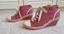 Graceland - Damen Chucks Leinen Schuhe mit Keilabsatz zum Schnüren  Gr. 36 - Rot
