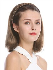 Halbperücke Haarteil edel geflochtener Haarreif schulterlang glatt goldbraun