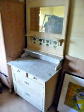 Jugendstil Frisierkommode mit Spiegel und Marmorplatte an Restauratoren um 1900