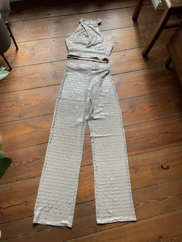 Glitzer hose crop top - &,