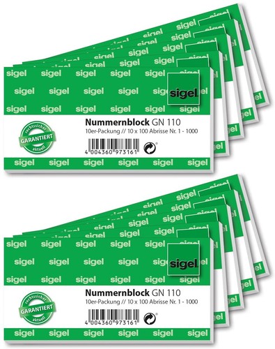 Sigel nummernblock 1000 - nummernblock, 105