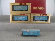 Bemo H0m 7482 100 Gedeckter Güterwagen Set 4-teilig Cargo Domicil der RhB in OVP