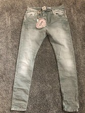 Please Jeans Boyfriend Modell P 78 salbei Gr. S lässig Knopfleiste Batik-Look 