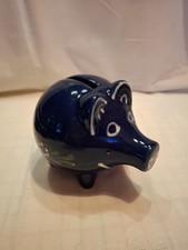 Sparschwein Keramik Blau Weiß