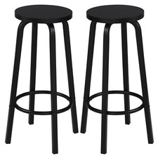 Barhocker Barstühle Hocker Küche mit Fußstütze Holz Rund Thekenhocker Schwarz