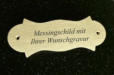 MESSINGSCHILD Türschild - geschwungen 98x36 mm - mit Ihrer WUNSCHGRAVUR