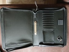 Herlitz Schreibmappe/Organizer/Aktenmappe schwarz Leder DIN A4