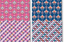 Retro Blumen Wintersweat pink blau Jersey French Terry angeraut Meterware 