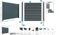 Alu Zaun Komplett Set höhe 185cm L 180cm Gartenzaun Sichtschutzzaun Windschutz