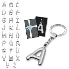 3D Schlüsselanhänger Edelstahl Buchstabe A–Z Initialen Anhänger in Geschenkbox