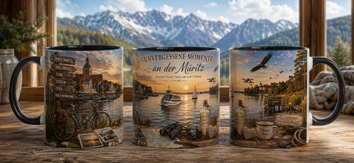Müritz souvenir tasse - müritz, schwarz