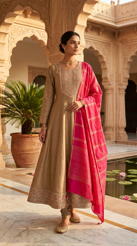 Champagner farbe anarkali - farbe,