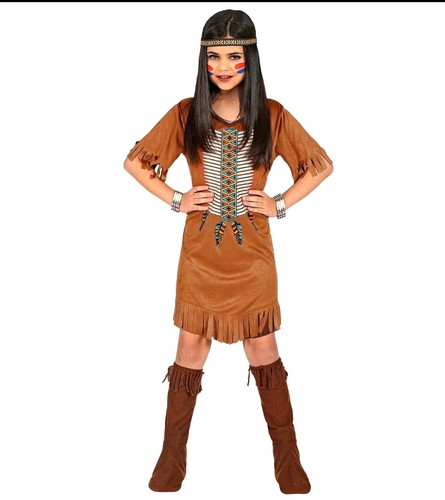 Indianerin kleid mit stirnband - kleid,