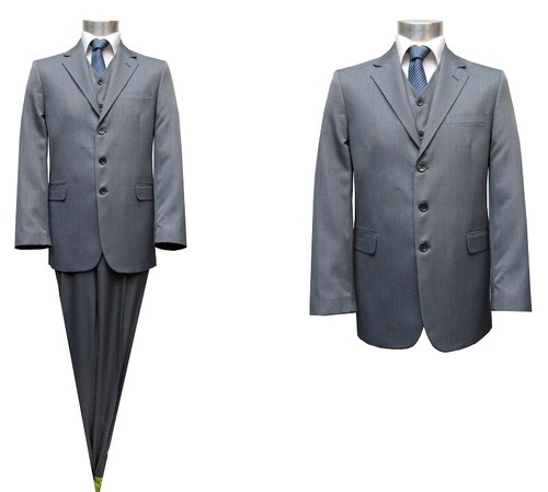 Herren anzug mit weste grau - mit,