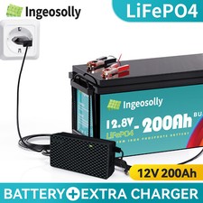 LiFePO4 Akku 12V 200Ah Lithium 2560Wh Batterie 200A BMS für Solaranlage Boot RV
