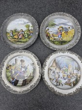 Sammelteller 4 Jahreszeiten Seltmann Weiden Porzellanwandteller Zinneinfassung