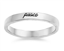 Peace Ring echt massiv Sterling Silber 925 Schmuck Geschenk Band Breite 3 mm Größe 5
