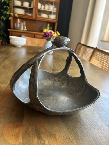 Zinn schale korb mit - zinn, henkel