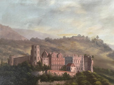 grosses antikes Ölgemälde, Heidelberger Schloß, 19. Jahrhundert, Öl auf Leinwand