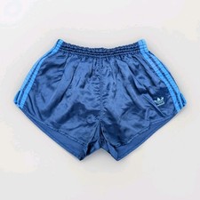 ADIDAS Beckenbauer Glanz Nylon Shorts D7 Sprinter Sport Vintage blau Fußball Gym