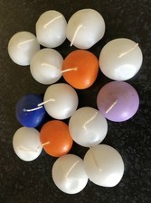 Schwimmkerzen 14 Stück, 45x30 mm ca. 4,5 h Brenndauer, Weiß, Blau, Orange, Lila