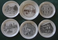 6 kleine Teller/Untersetzer von Fürstenberg mit Motiven aus Göttingen