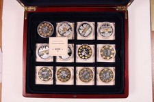 #8 Medaillen Sammlung 11x Swarovski / Europ.Währungen 40 mm 32 g Cu versilbert