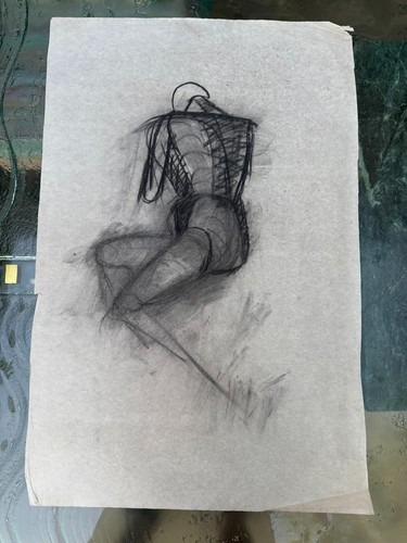 Antike zeichnung 42x65cm kohle - 42x65cm,