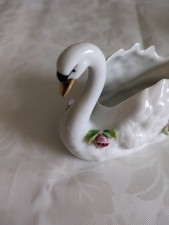 Gerold Original Porzellan Schwan mit Rosen Figur mit Stempel Top Zustand