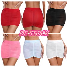 DE Damen Minirock Bodycon Durchsichtig Rock Kurz Stretch Röcke Dessous Clubwear