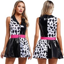 Damen Halloween Fotoshooting Clown Kleid Karneval Kostüm Schwarz-Weiß Cosplay