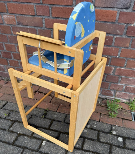 Baby hochstuhl holz braun blau - hochstuhl, braun/blau