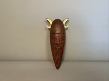 Teak Wikinger Flaschenöffner | Messing Teakholz | Vintage 70er Jahre | #H10