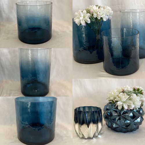 Vase zylinder glas kunst blau - vase,