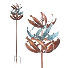 Windrad mit 3 gegenläufigen Rotoren, bronze, Gartendeko, 221 cm hoch
