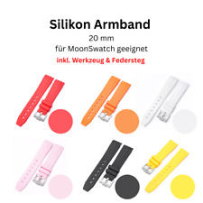 Silikon Armband Swatch Omega Speedmaster MoonSwatch 20mm rot schwarz weiß gelb