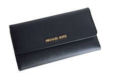 Michael Kors Damen Geldbörse Portemonnaie JET SET TRAVEL LG TRIFOLD schwarz