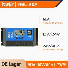 60A Solar Laderegler PWM Solar Panel Controller Regulator 12V / 24V Mit Dual USB