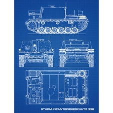 Sturm-Infanteriegeschutz 33B Heavy Assault Gun Plan Huge Wall Art Poster Print