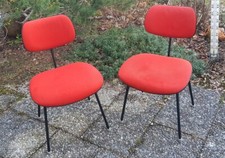 2x Vintage SE 68 Egon Eiermann Chair Hopsack Wilde Spieth Stuhl Rot 1979
