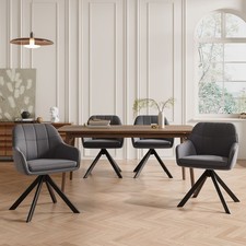 Esszimmerstühle 4er Set Küchenstühle Armlehne Samt Drehstuhl Dunkelgrau