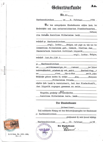 Standesamt geburtsurkunde - x6-,