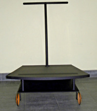 Original 90er Vintage Phono TV Tisch Design Phonowagen auf Holzrollen, schwarz