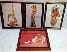 4 x  Vargas Girl Poster  -  gerahmt - Holz/Glas  80er Jahre
