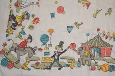 Äußerst seltene Tischdecke Tischtuch DDR um 1965 Zirkus Elefant Clown Esel Zelt