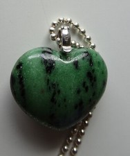Herzanhänger grüner Stein Öse 925 Silber 18 g schwer mit Sabo Silberperlenkette 